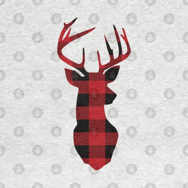 Red Plaid Christmas Deer by HUNTINGisLIFE